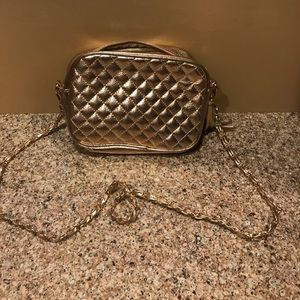 Charlotte Russe rose gold metallic crossbody