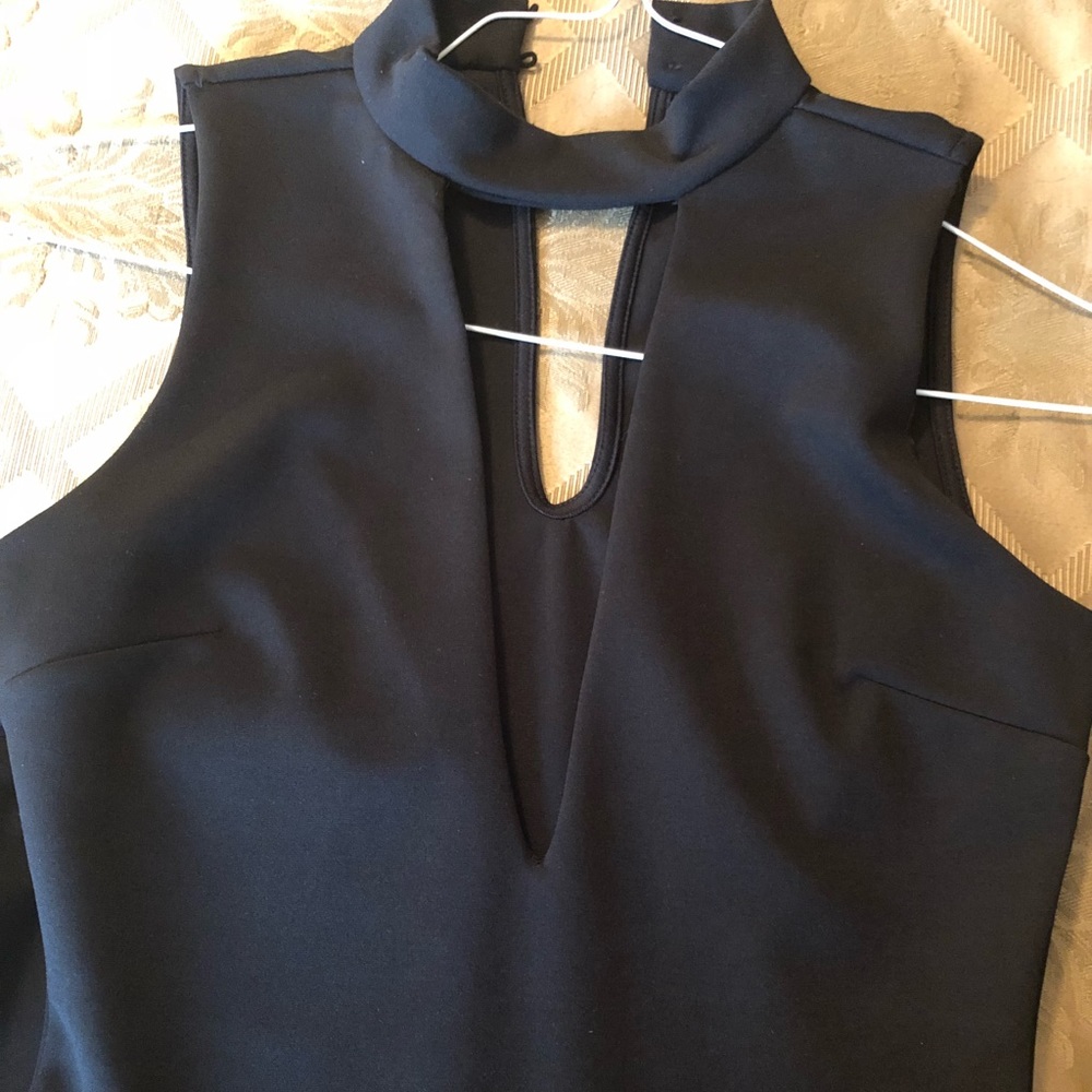 Low cut asymmetrical black dress
