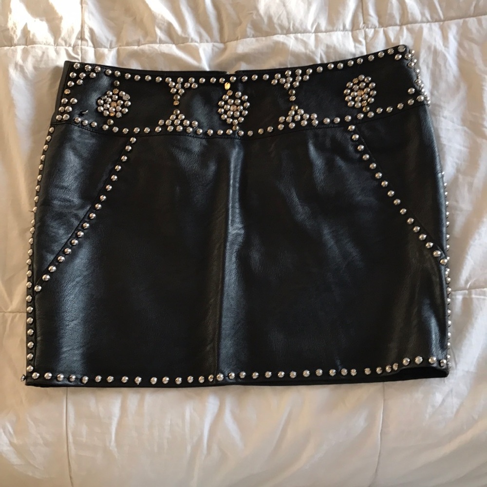 Beaded leather mini