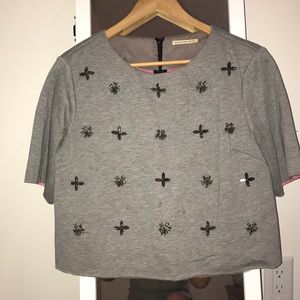 embroidered grey shirt with beautiful beading