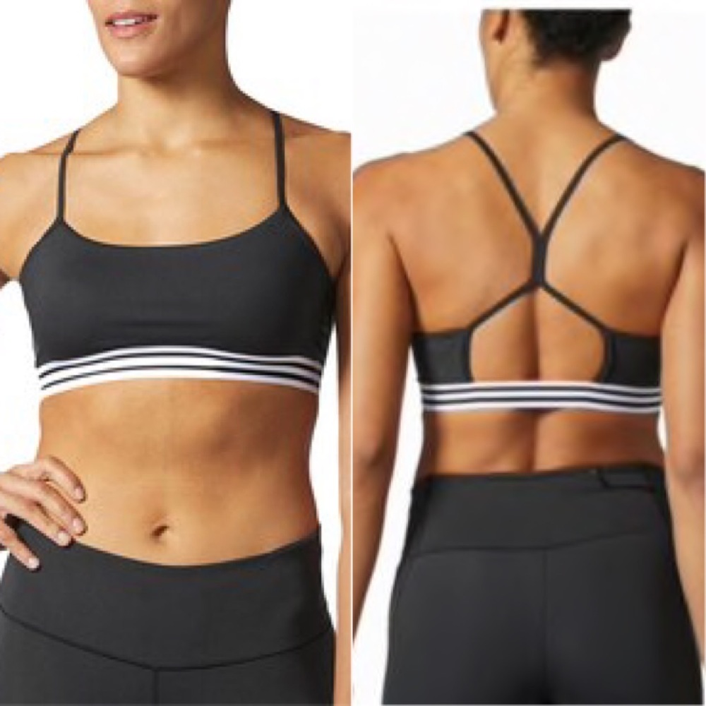 NEW Adidas Black and White Striped Sports Bra