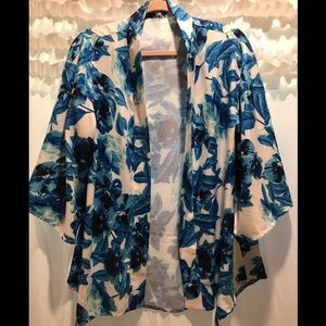 Blue floral kimono