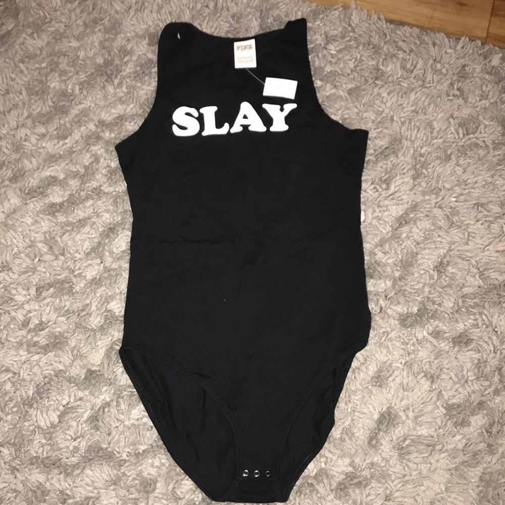 PINK Slay black bodysuit