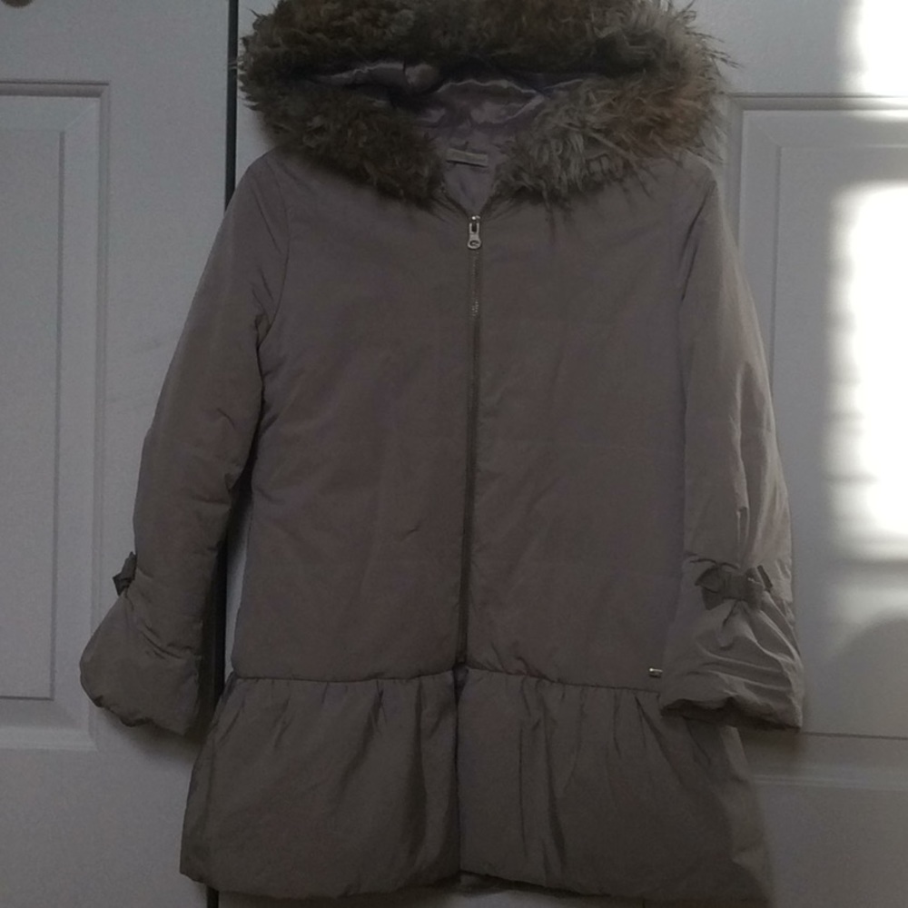 GIrl feather hooded coat