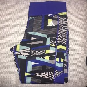 Blue mid calf Adidas leggings