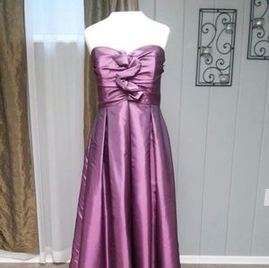Plum Floor Length Taffeta Gown, Bridesmaid Dress