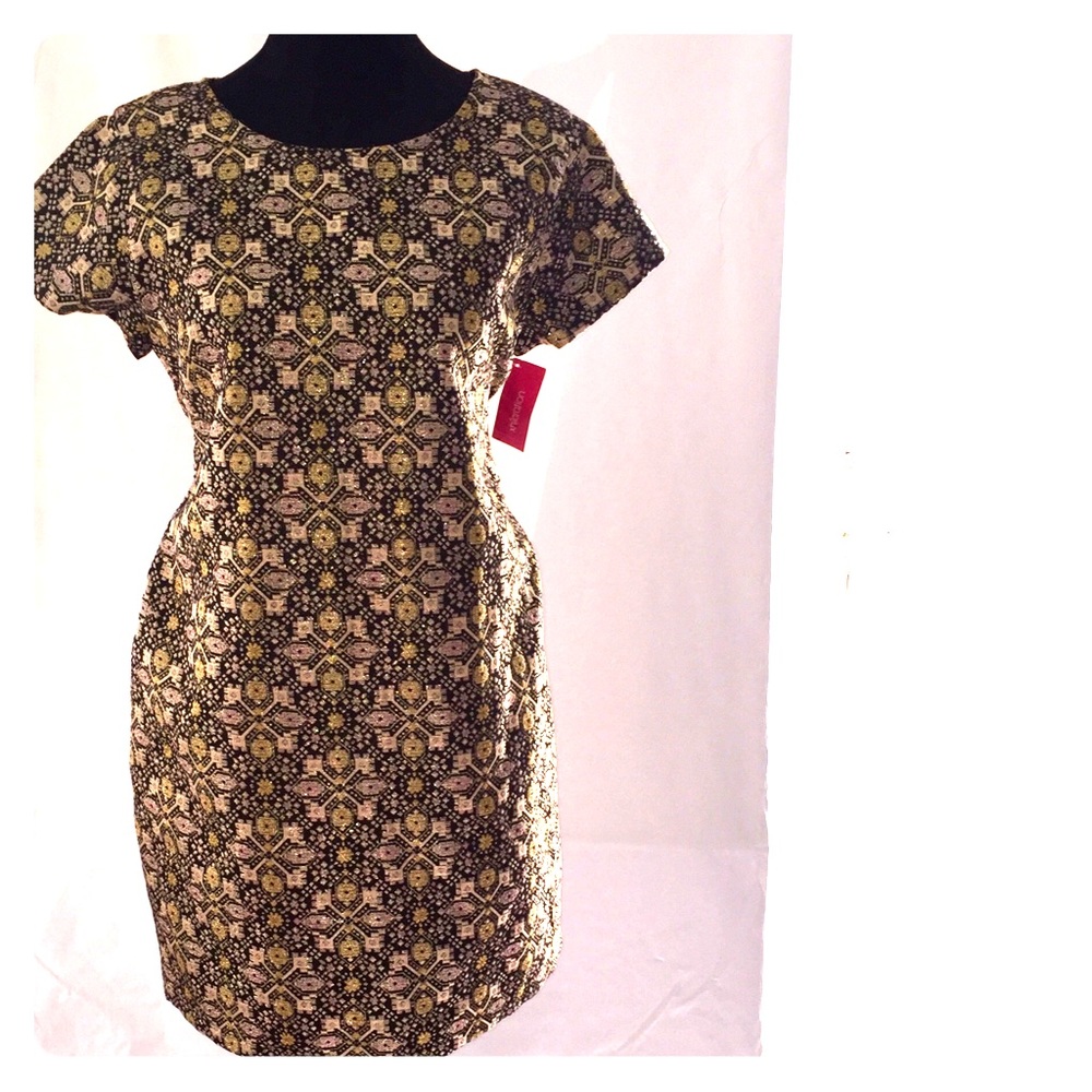 NWT retro metallic gold shift holiday dress large