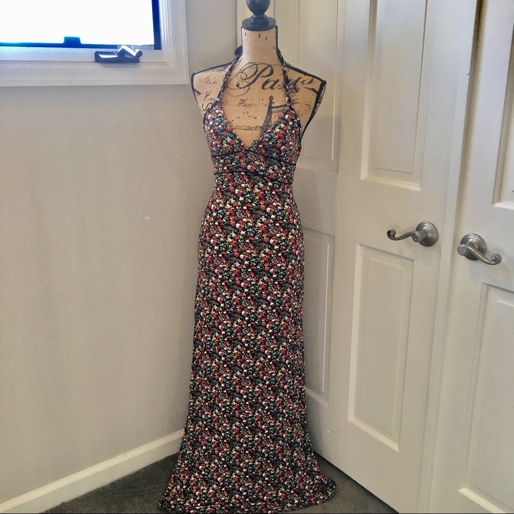 Floral, sexy back maxi halter