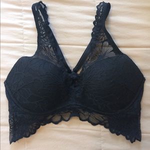 🌺Pink Floral Lace Push Bralette Small