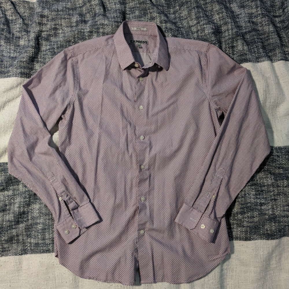 Express mini print button down shirt