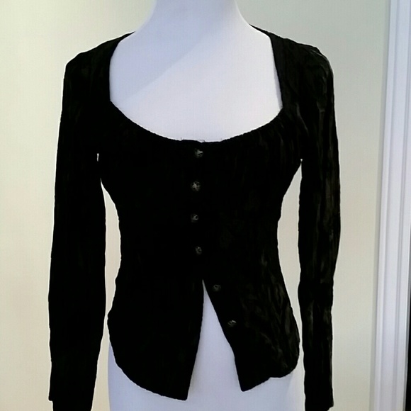 Miss Selfridge black crush velvet boned top. - Picture 2 of 7