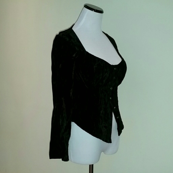 Miss Selfridge black crush velvet boned top. - Picture 4 of 7