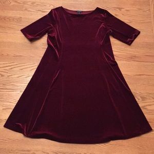Lands’ End Burgundy Velvet Dress