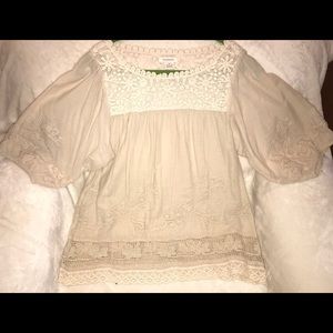 Lovely Sundance Feminine Lace and Crocheted Blouse