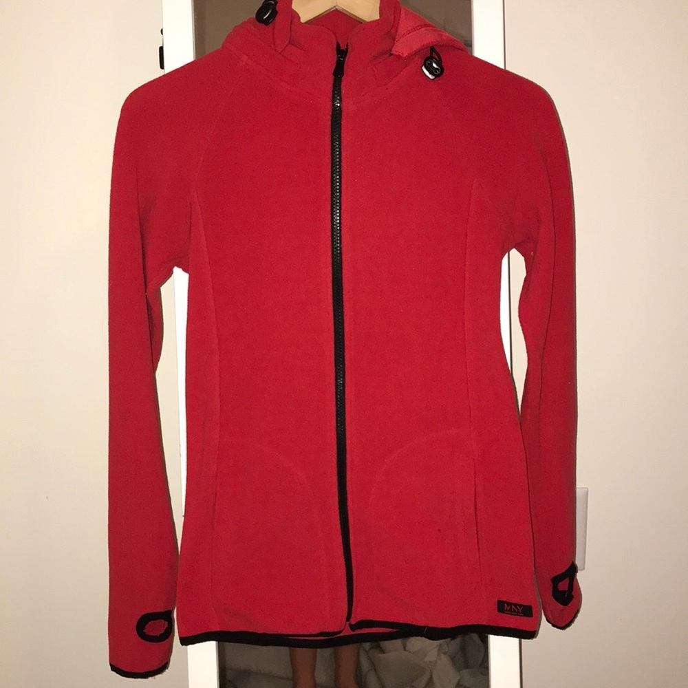 Bold red zip up hoodie