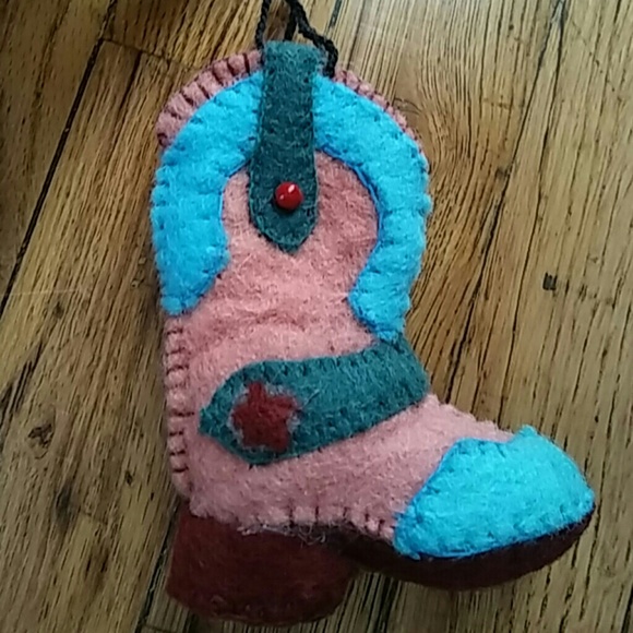 Handmade Newari Cowboy Boot Christmas Ornament - Picture 1 of 4