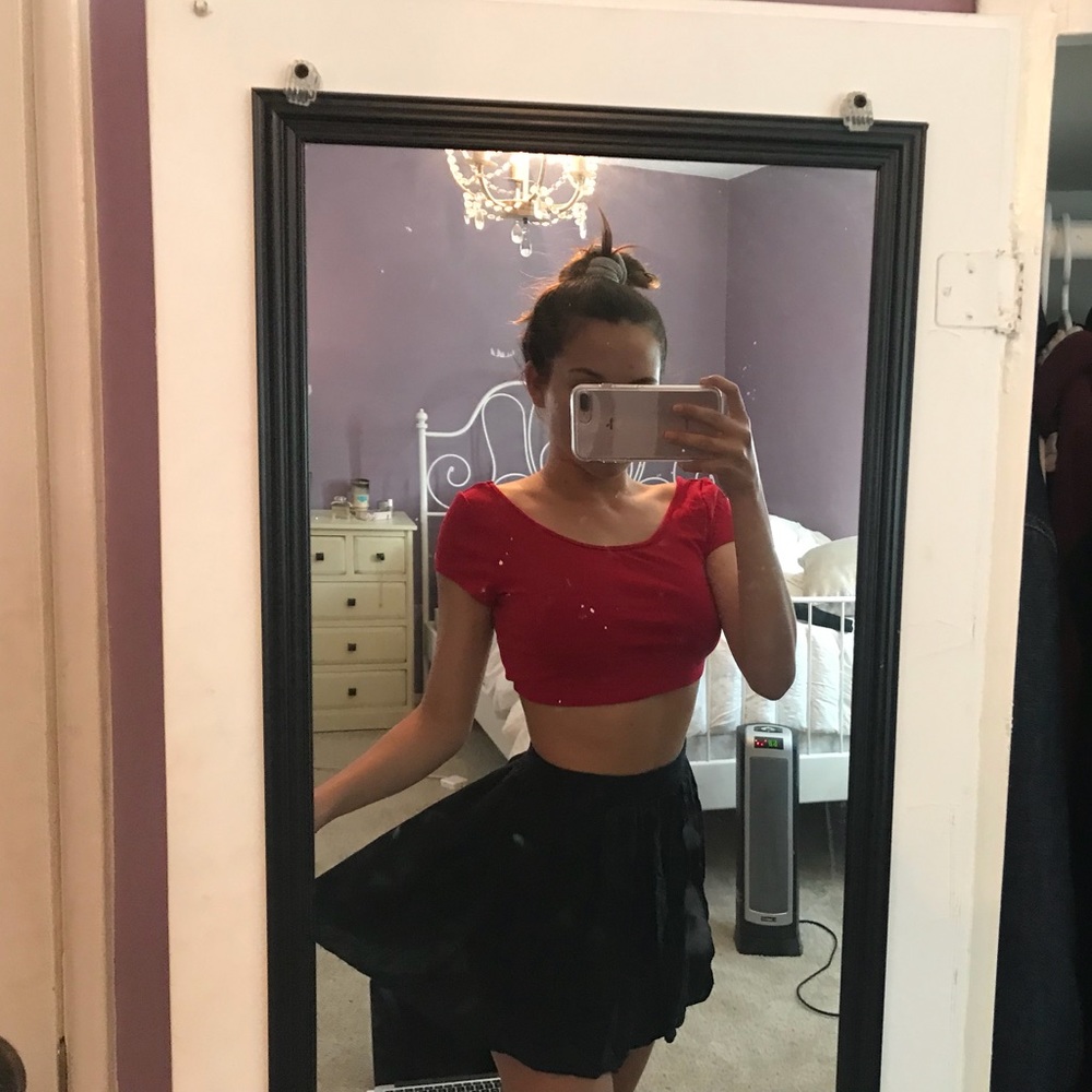RARE Brandy Melville Navy Blue Mini Crinkled Skirt