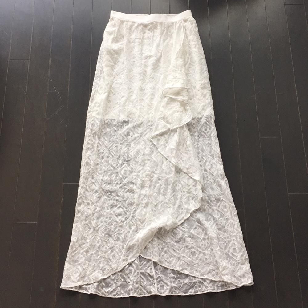 NEW Alice + Olivia White Lace High Low Skirt