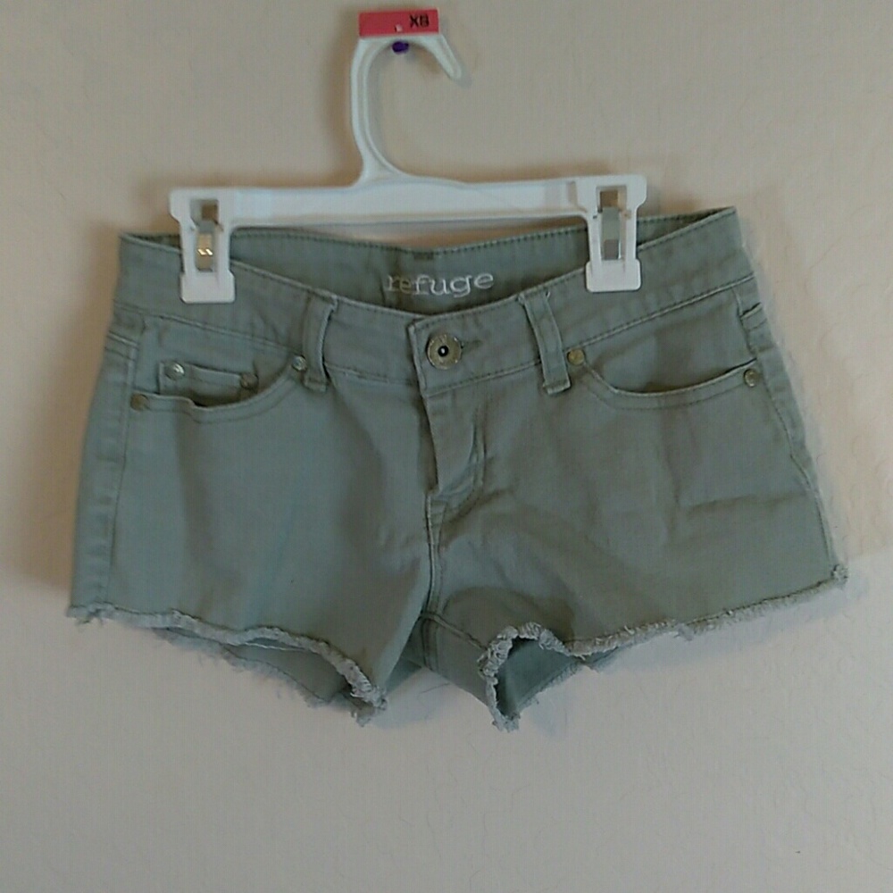 Army Green Fringed Shorts