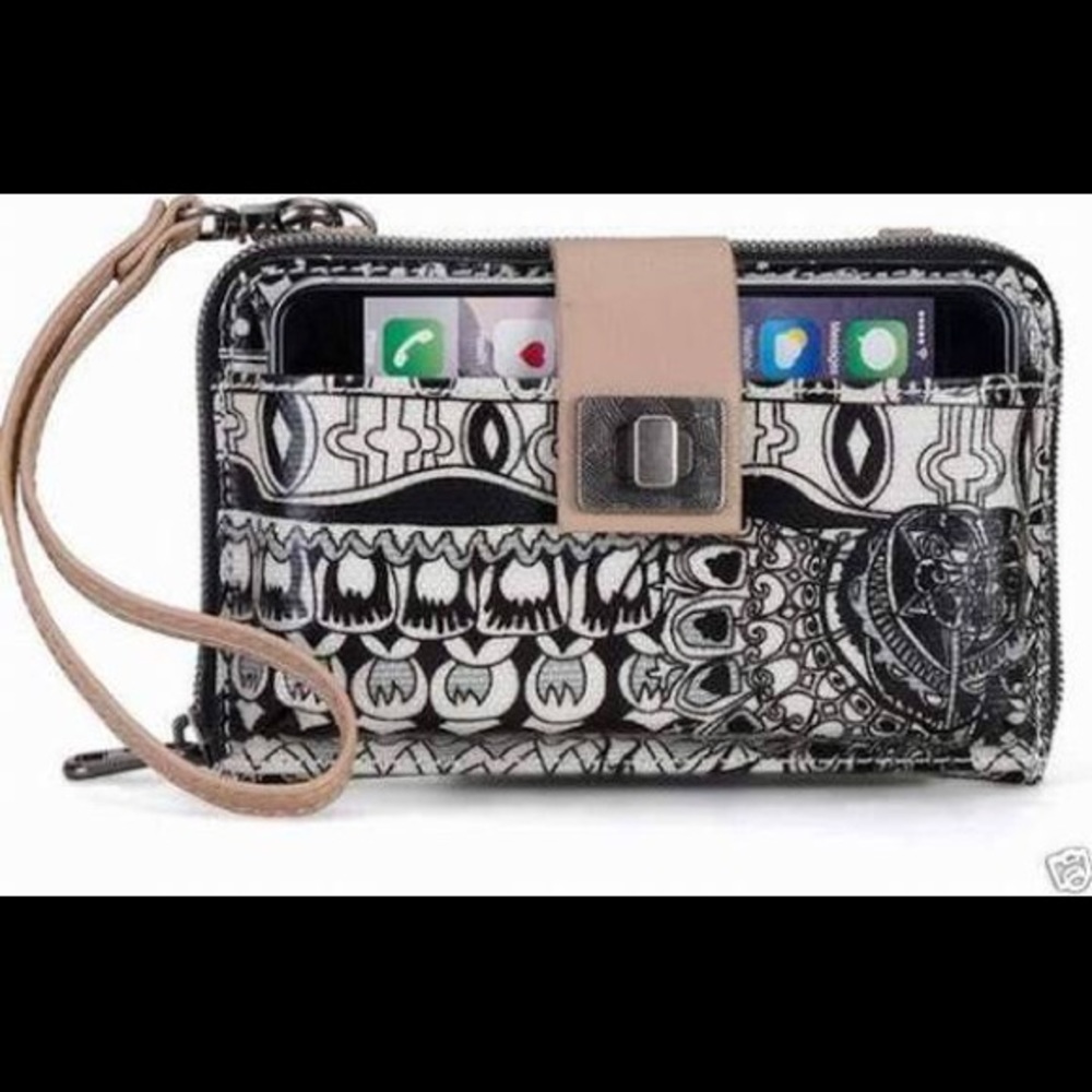 Sakroots wristlet. Brand new. Black gray and tan.