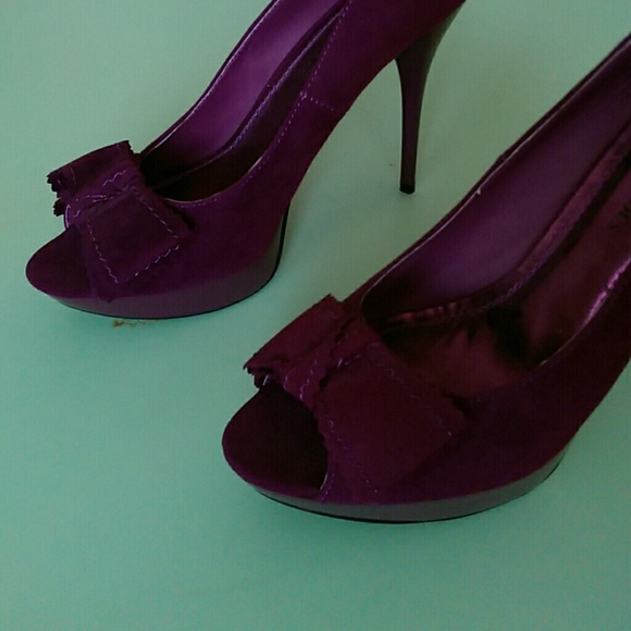 Shoes Eggplant Colored Heels With Bow Poshmark