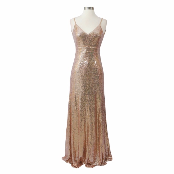❗️Rose Gold Backless Spaghetti Strap Sequin Dress - Picture 6 of 8
