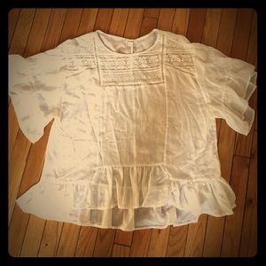 Anthropologie bohemian white gauze lace blouse top