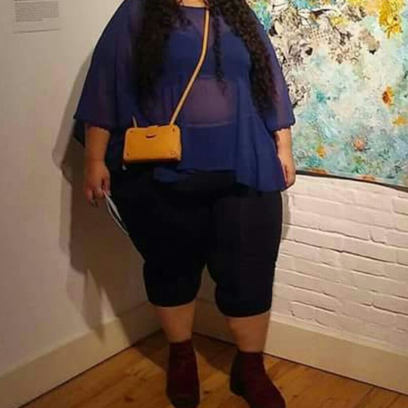 Sheer blue plus size top - Picture 1 of 3