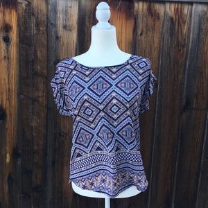 Navy Patterned Blouse