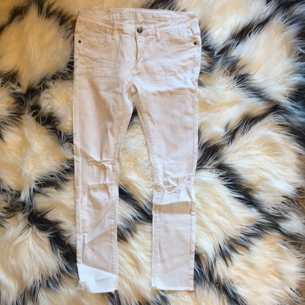 Distressed White Jeans