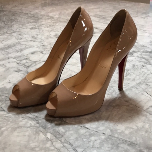 Christian Louboutin Shoes - Christian Louboutin nude patent peep toe heel
