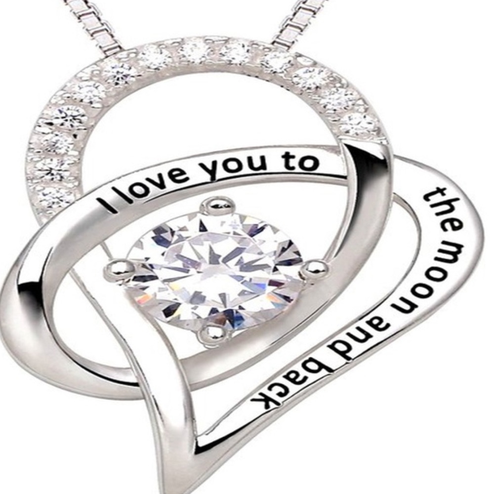 New love you to the moon and back heart necklace