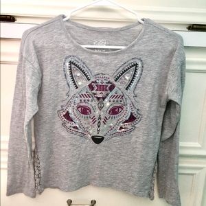 Justice Girls Long Sleeve Silver Fox shirt size 10