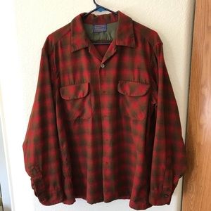 Vtg 1950s Pendleton Virgin Wool Plaid Board Shirt