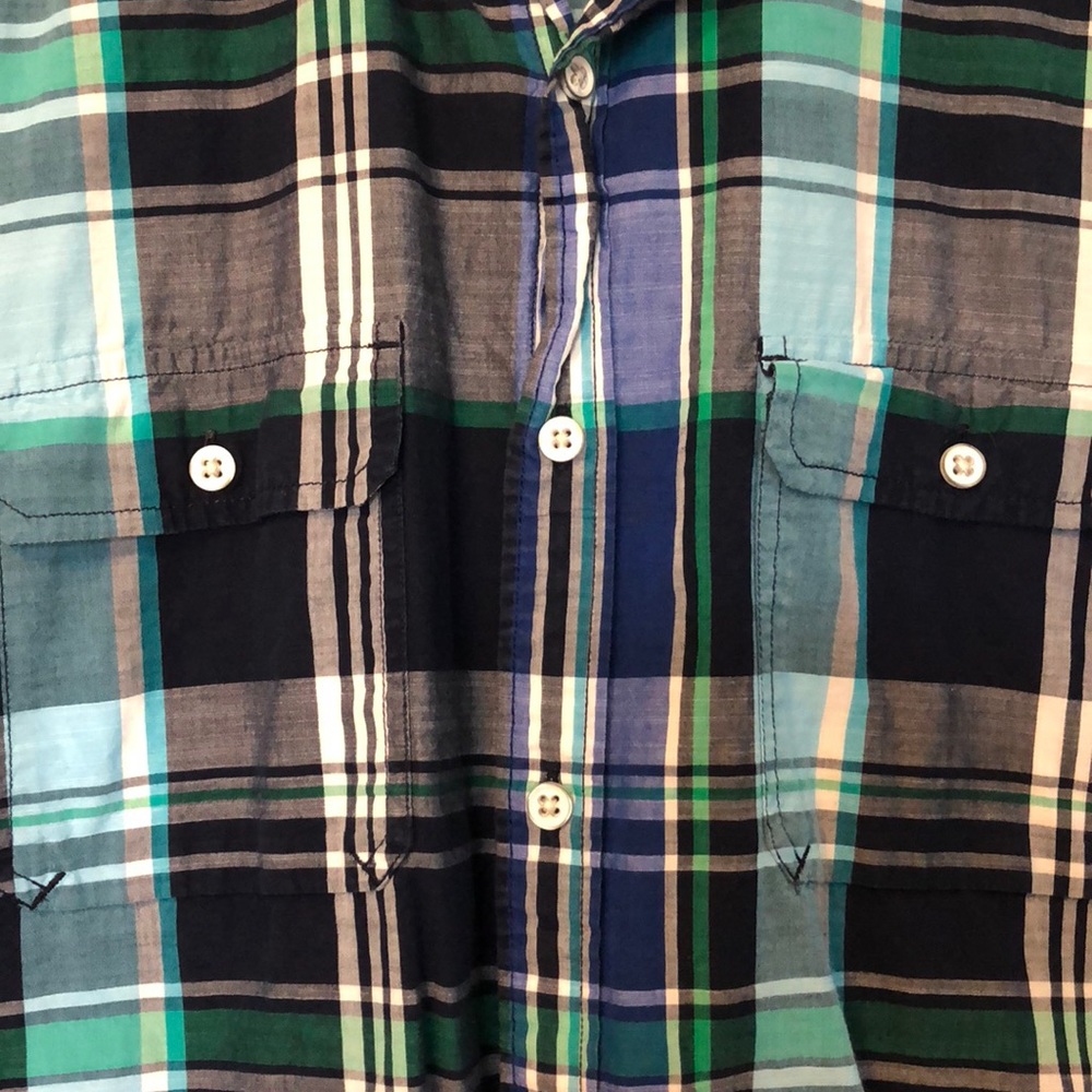 Fitted plaid cotton short sleeve button down shirt - Picture 3 of 5