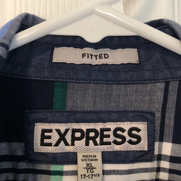 Fitted plaid cotton short sleeve button down shirt - Picture 2 of 5