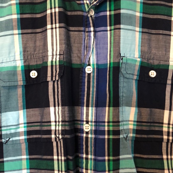 Fitted plaid cotton short sleeve button down shirt - Picture 3 of 5