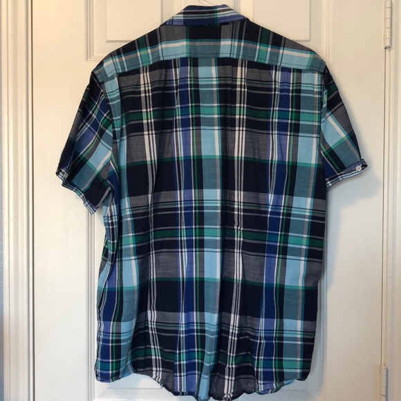 Fitted plaid cotton short sleeve button down shirt - Picture 5 of 5