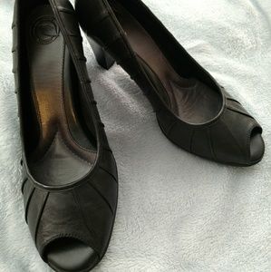 Nurture black leather heels