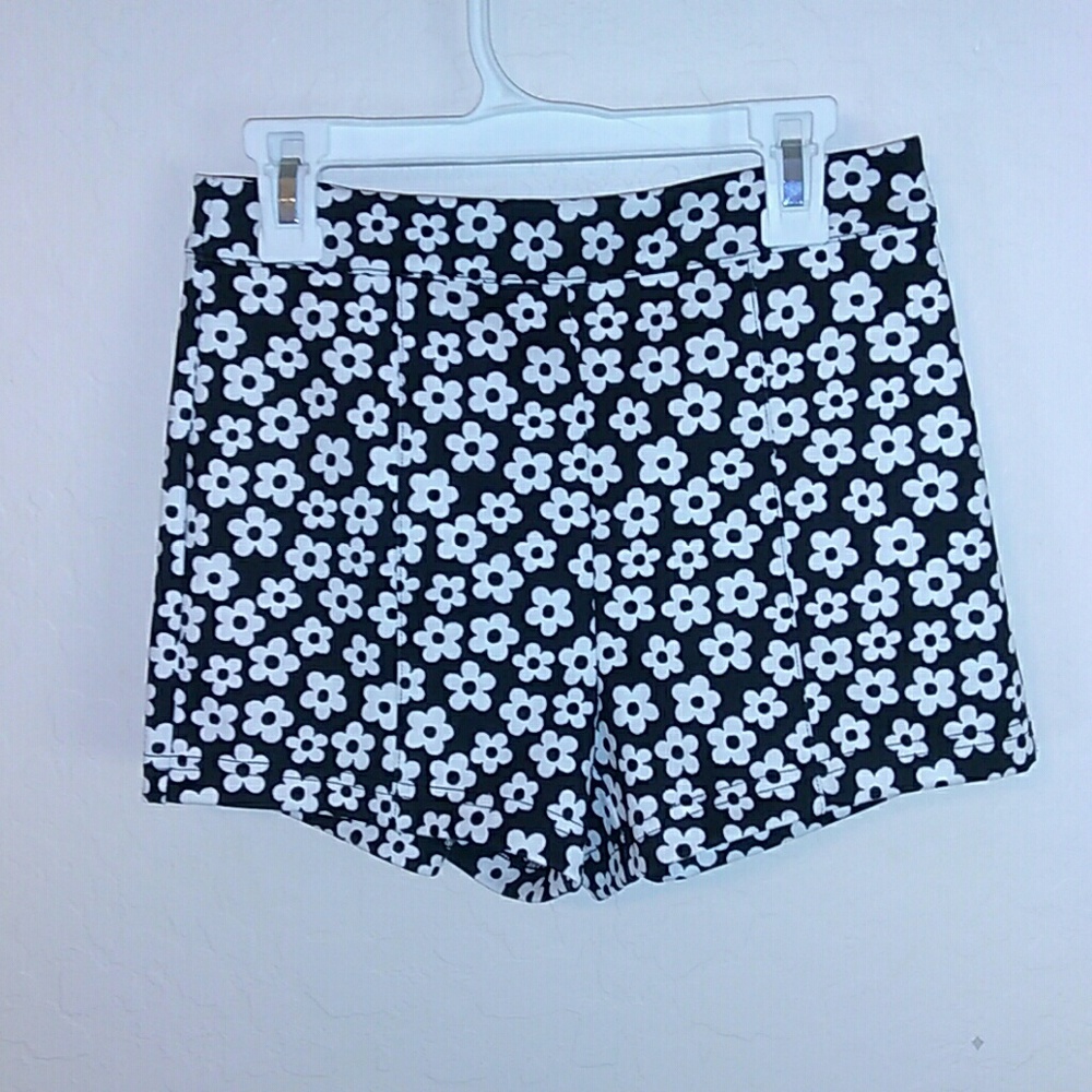 Black & White Floral High Waisted Shorts