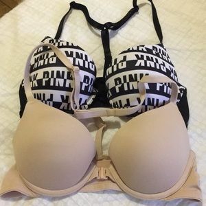 Two Victoria secret pink push up bras