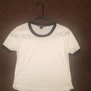 A medium black and white crop t shirt