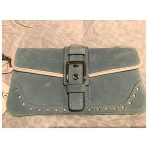 Authentic COACH Suede Wristlet - Light Blue