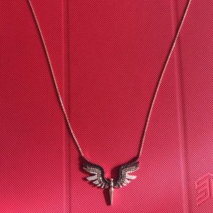 14kt Angel Michael knife rose gold necklace