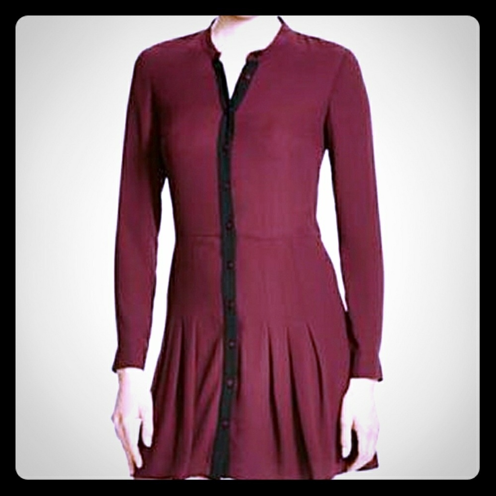 ISO - The Kooples Burgandy Pleated Shirt Dress