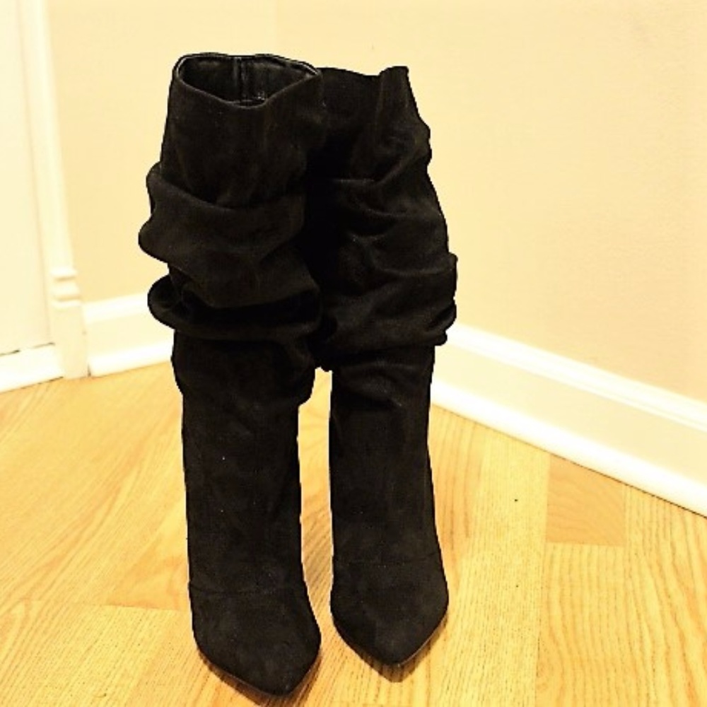 Black Slouchy Suede Boots