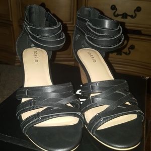 Black Wedge Sandals