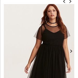 Black Mesh Skater Dress