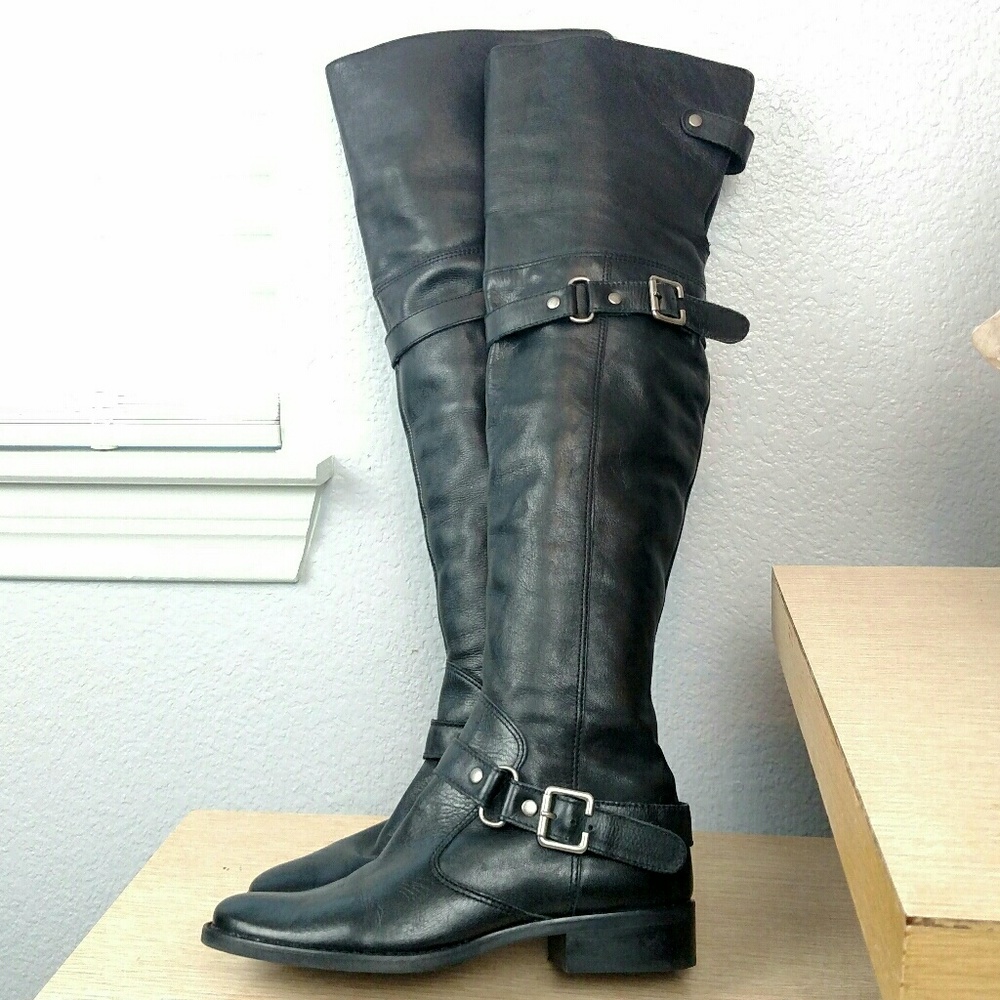 Matisse black leather over knee thigh tall boots 6