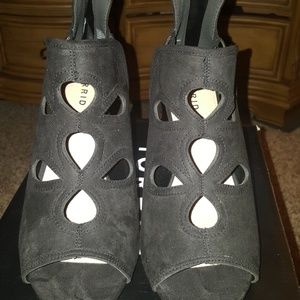 Black Suede Cutout Heels